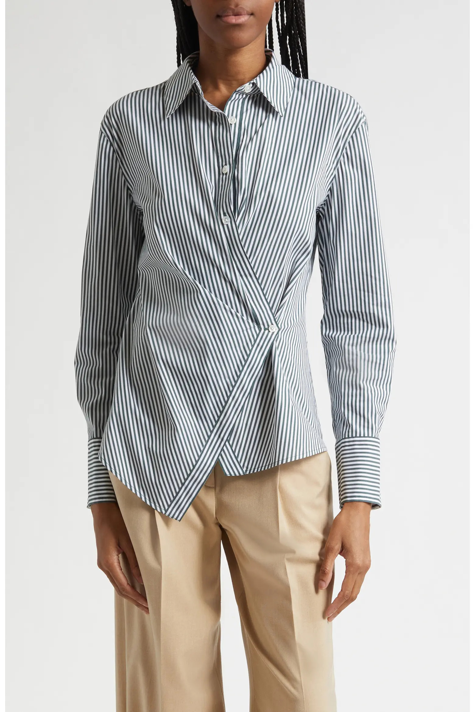 Perezzi Stripe Asymmetric Button-Up Shirt (Women) | Nordstrom | Nordstrom