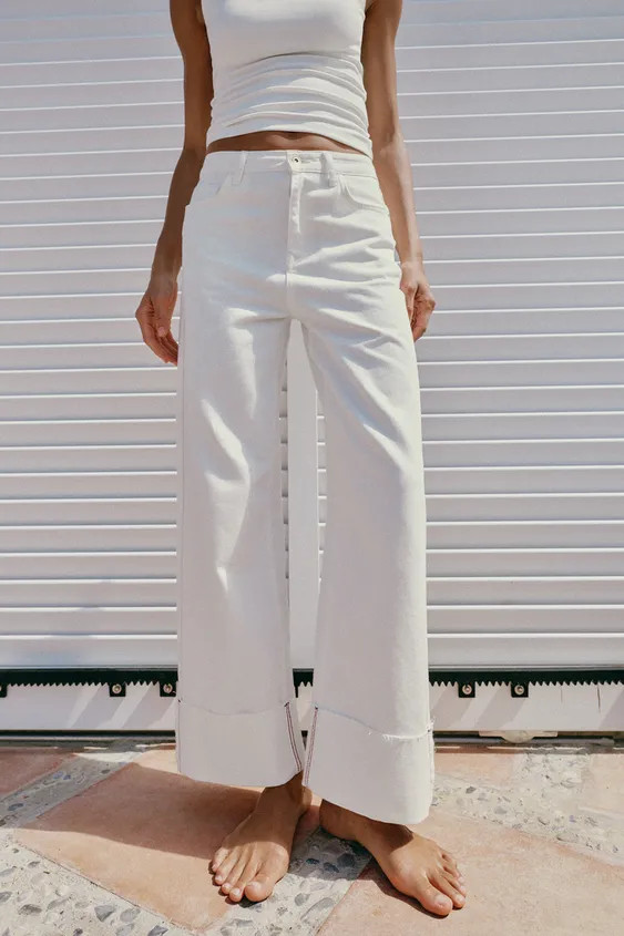 Z1975 MID-RISE BARREL JEANS WITH CUFF | Zara US
