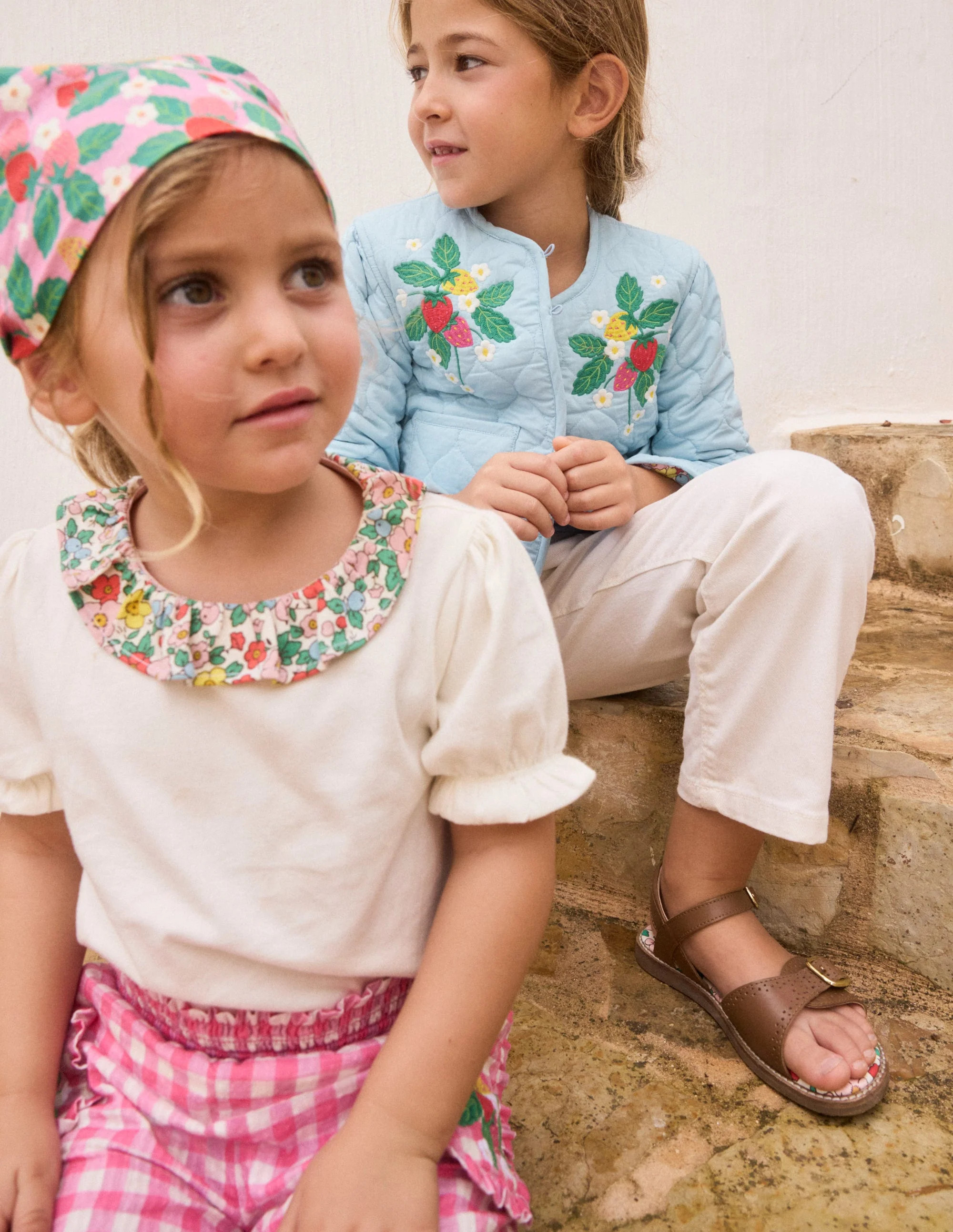 Short Sleeved Collared TopIvory Floral Girls Boden | Boden (US)