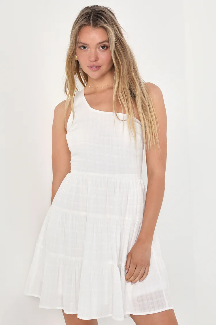Adorable Sight White One-Shoulder Tiered Mini Dress | Lulus (US)