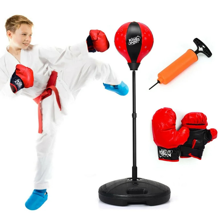 Kids Punching Bag Toy Set Adjustable Stand Boxing Glove Speed Ball w/ Pump New | Walmart (US)