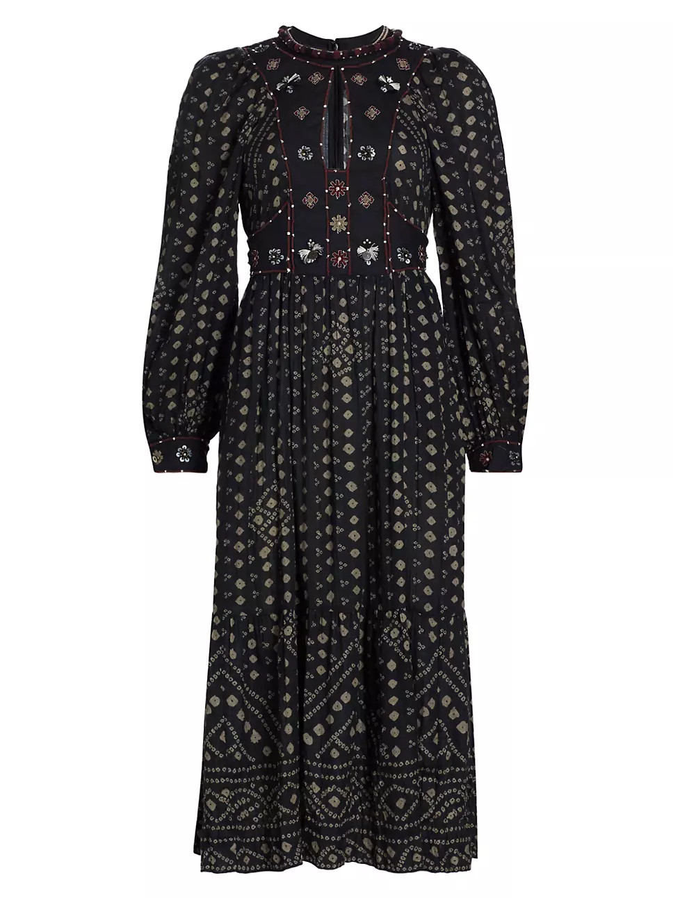 Sea Maja Embroided Keyhole Midi-Dress | Saks Fifth Avenue