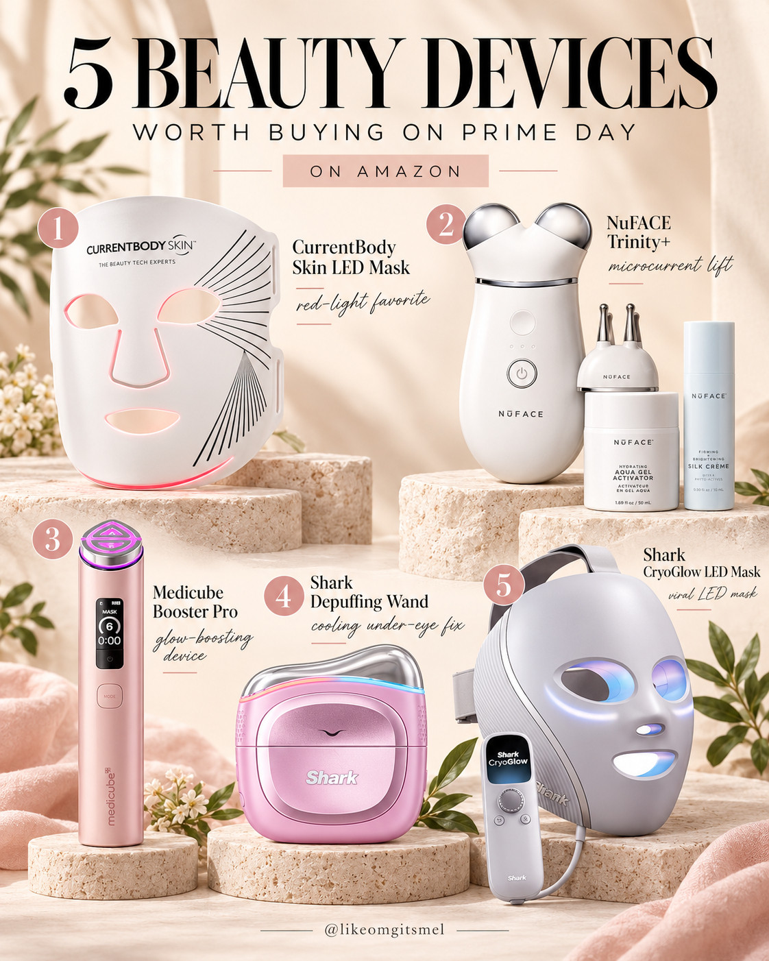 WAIT before you pay full price for that beauty device. 👀 Prime Big Deal Days are Oct. 6–7, and these are the splurge-y beauty buys I’d be watching for a price drop.

5 Beauty Devices to Watch:
✨ @currentbody01 Skin LED Mask — at-home red light favorite
⚡ NuFACE Trinity+ — microcurrent facial toning
💗 Medicube Booster Pro — glow-boosting skincare device
🧊 Shark Depuffing Wand — cooling under-eye treatment
💡 Shark CryoGlow LED Mask — LED + cooling in one

Cart it now. Price-check it Oct. 6. Buy it when the deal hits. 🛒🔥 These are exactly the beauty splurges I’d rather grab on sale than pay full price for later.

📌 Save this for Prime Day beauty deals!

Everything is Linked! ↓

#LTKSaleAlert #LTKBeauty #LTKTravel