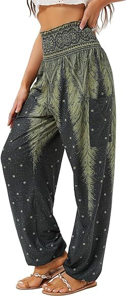 Amazon.com: QIANXIZHAN Women's Harem Pants, High Waist Yoga Boho Trousers with Pockets Grey S : C... | Amazon (US)