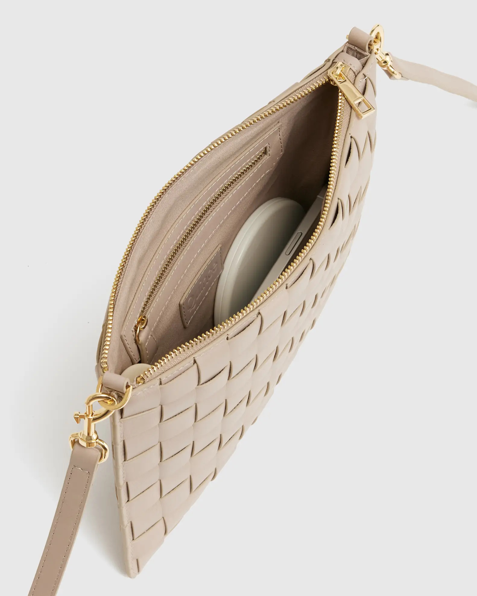 Italian Leather Handwoven Convertible Crossbody in Cognac | Quince