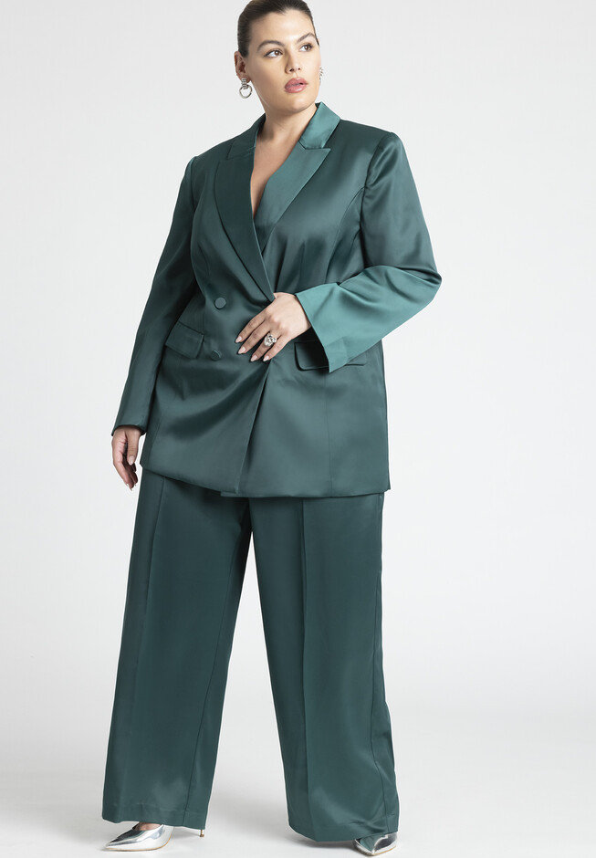 Satin Wide Leg Trouser | Eloquii