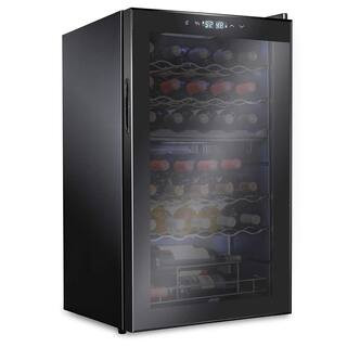 Wine Fridge, Dual Freestanding Wine Refrigerator, 33 Bottle Wine Cooler | The Home Depot