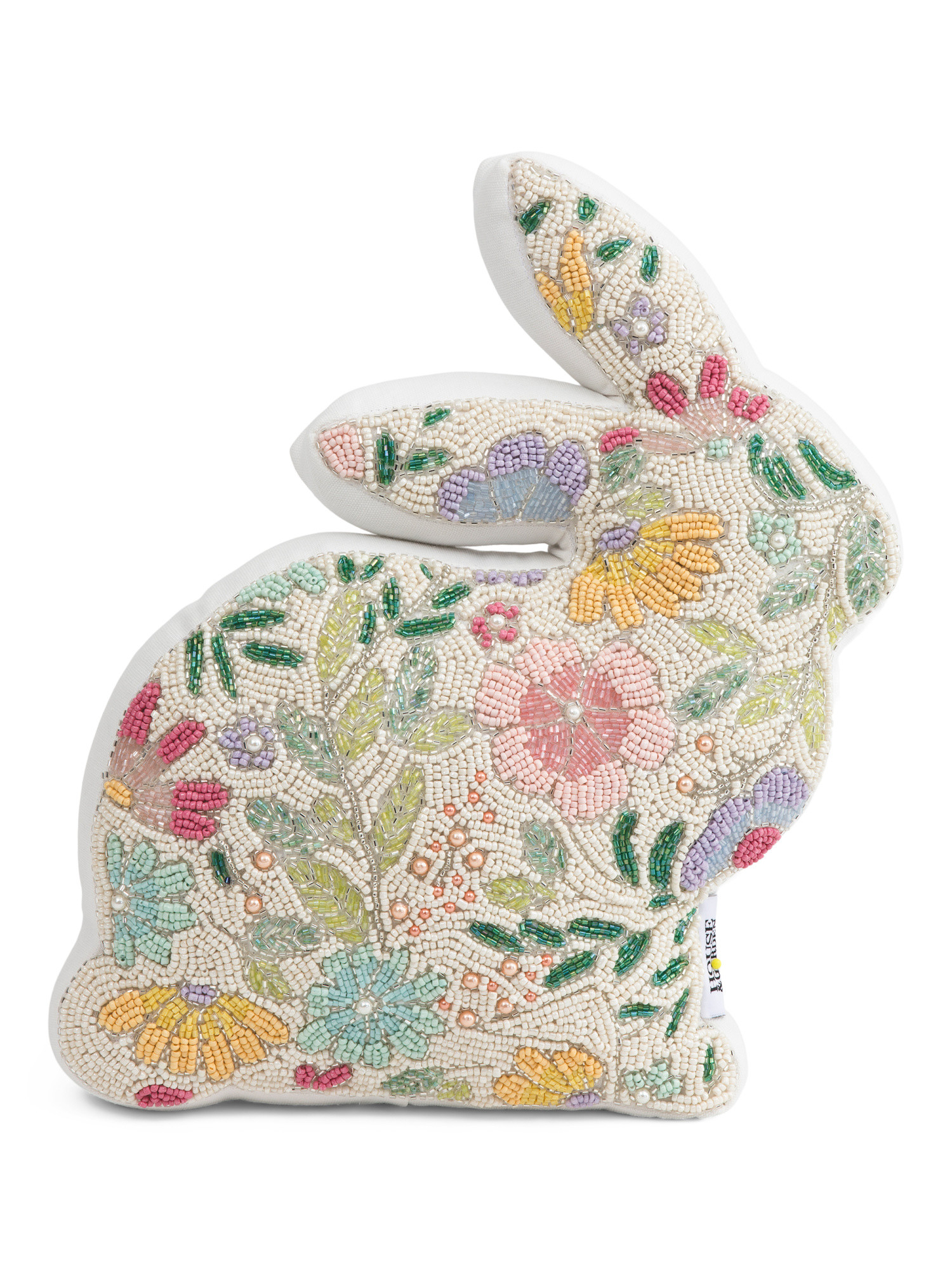 Made In India 16x16 Beaded Floral Figural Bunny Pillow | TJ Maxx