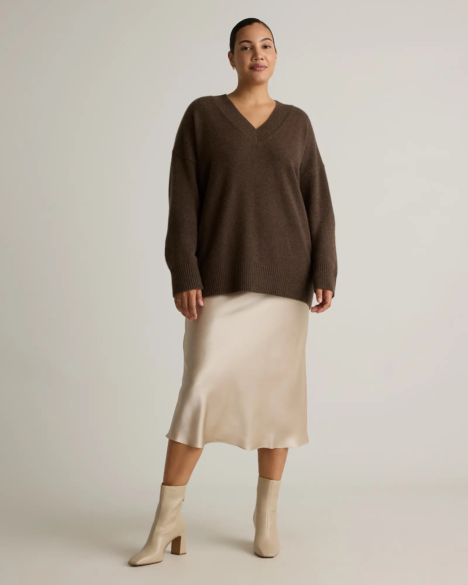 Mongolian Cashmere Oversized V-Neck Sweater | Quince