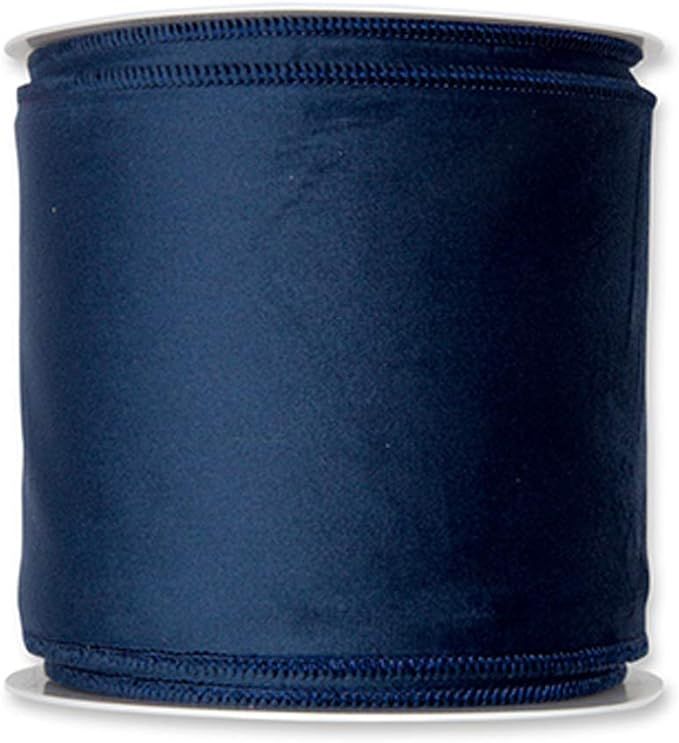Floristrywarehouse Blue Christmas Velvet Fabric Ribbon 4 inches Wide on 9 Yards roll. Wired Edge | Amazon (US)