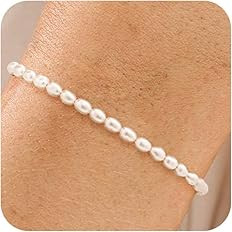 NECOCY 14K Gold Plated Pearl Bracelets for Women, Dainty Bracelets Stack Trendy Pearls Beaded Lin... | Amazon (US)