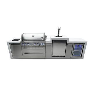 Deluxe Series 6-Burner Outdoor Kitchen with Fridge Beer Kegerator Propane Natural Gas Grill Island in Stainless Steel | The Home Depot