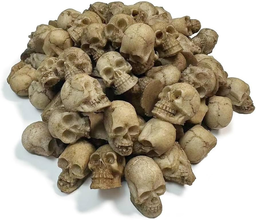 30 pcs Mini Skull Figurine Miniature Skeleton Head Statue Micro Landscape Figure Halloween Cake T... | Amazon (US)