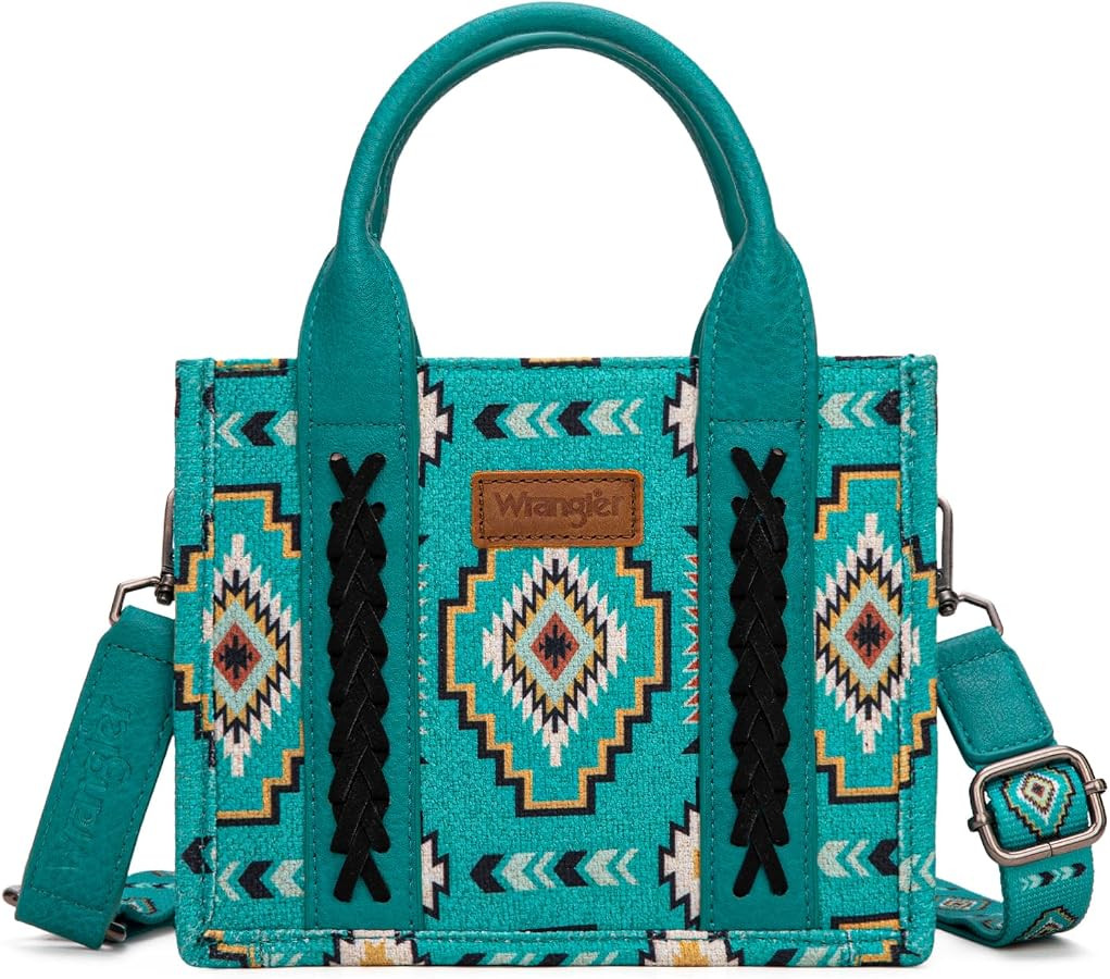 Wrangler Mini Aztec Tote Bag for Women Boho Small Top Handle Purse with Adjustable Strap | Amazon (US)