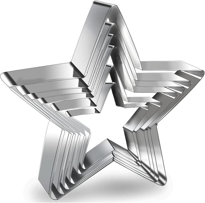 6 Pieces Star Cookie Cutters Set - Stainless Steel Five-Pointed Shaped Cutter, Biscuit Molds, Fon... | Amazon (US)