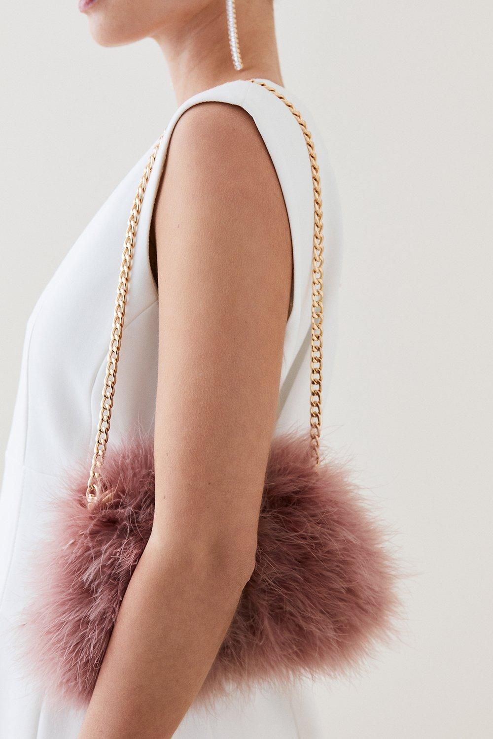 Small Feather Clutch Chain Bag | Karen Millen US