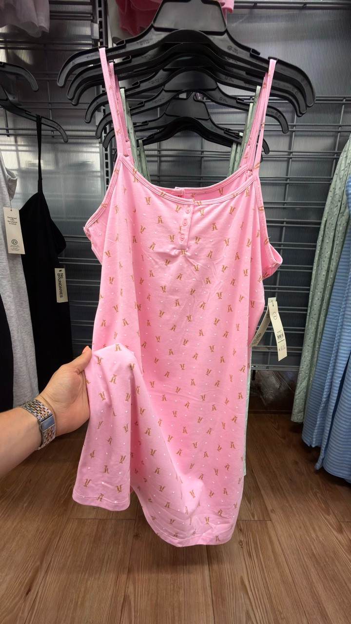 Completely obsessed with this pastel pink ribbed henley cami dress and its dainty monogram print. 🌸✨ 

 #LTKdayinmylife #LTKootd