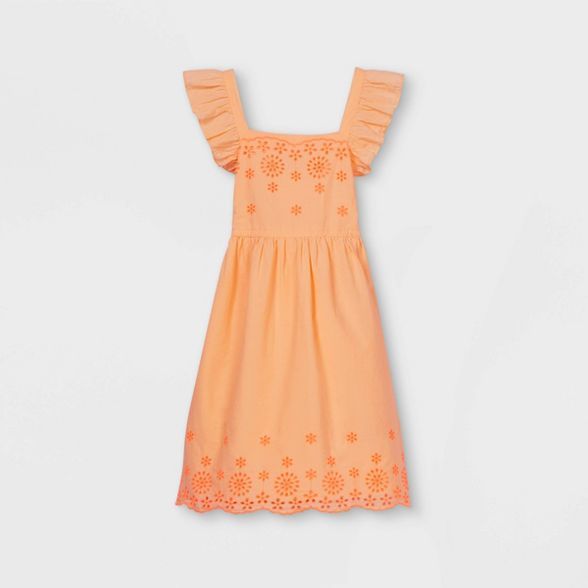 Girls' Short Flutter Sleeve Embroidered Woven Dress - Cat & Jack™ | Target