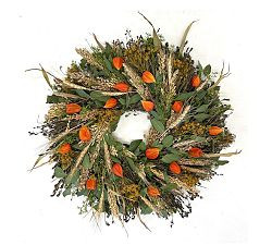 Live Autumnal Ground Cherry and Grains Wreath | Pottery Barn (US)