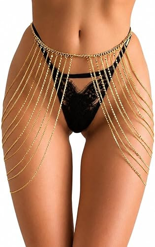 Brishow Rhinestone Waist Chain Layered Body Chain for Women | Adjustable 29.5 to 51.1 in rhinesto... | Amazon (US)