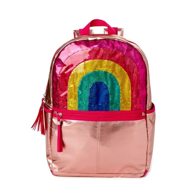 Wonder Nation Metallic Rainbow Girls' Backpack with Laptop Sleeve | Walmart (US)
