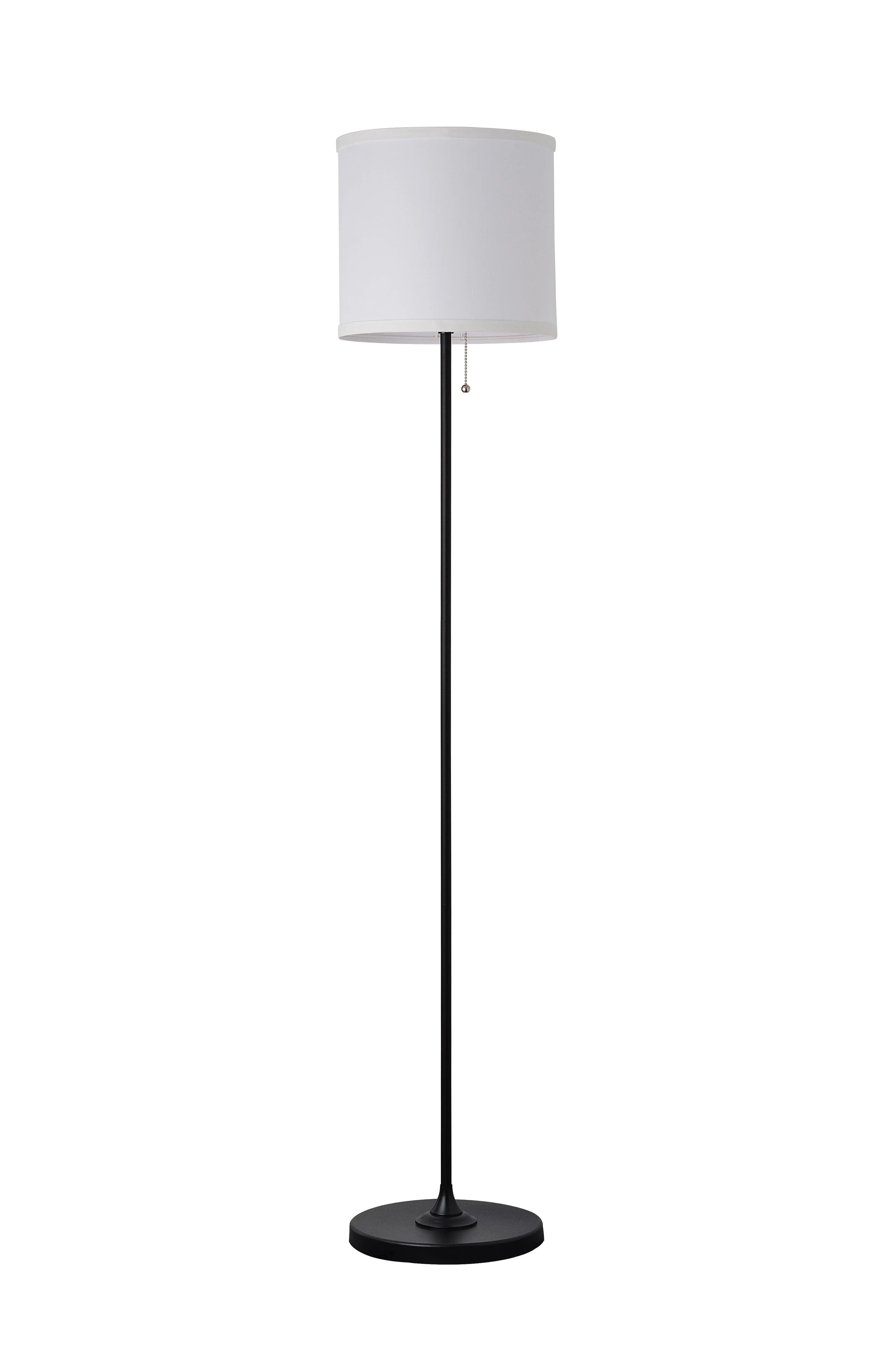 Mainstays Classic 56.5" Black Finish Shaded Floor Lamp with White Fabric Shade, Adult Use. | Walmart (US)