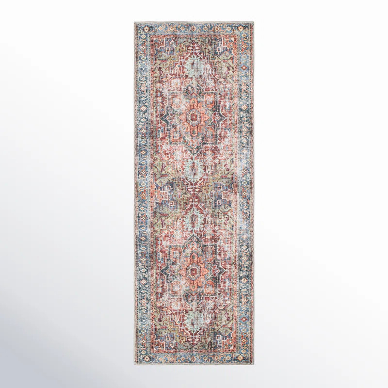 Langley Street Alice Machine Washable Oriental Flatweave Performance Red/Blue/Ivory Multi Area Ru... | Wayfair North America