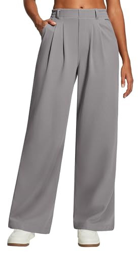 Heathyoga Wide Leg Stretchy Work Pants Women Pull on Dress Pants High Waisted Business Casual Trousers Slacks for Women Light Grey | Amazon (US)
