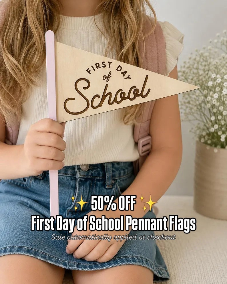 Back-to-school memories are even sweeter with a keepsake they’ll use year after year. These personalized wooden First Day of School pennant flags are perfect for preschool, kindergarten, elementary school, and beyond.

✨ They’re currently 50% OFF (discount automatically applied at checkout)!

Choose your favorite handle color to match your child’s style and make those first-day photos extra special. Don’t forget to grab one for the Last Day of School, too!

🤍 Handmade from premium birch wood
🎨 Multiple handle color options
📸 Perfect for annual school photos

Shop before the sale ends!

#LTKKids #LTKmomlife #LTKSaleAlert