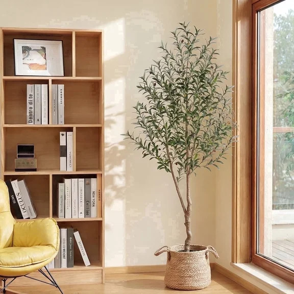 Lolsea Olive Trees Artificial Indoor, 6FT Tall Faux Olive Tree, Artificial Plants with Natural Wo... | Walmart (US)