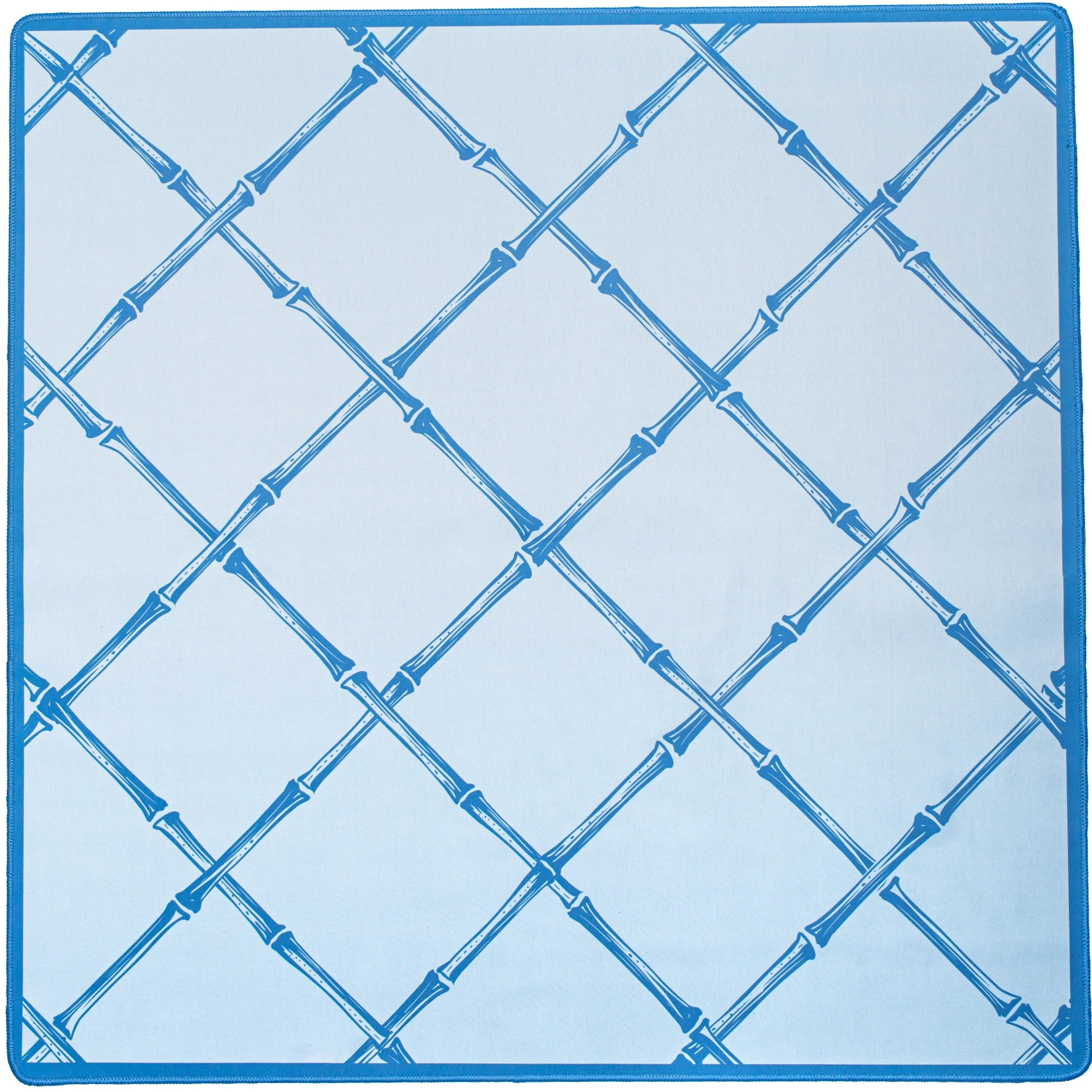 Mahjong Game Mat | Blue Bamboo Trellis Neoprene Mat by Southern Sparrow | Southern Sparrow