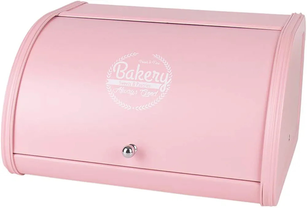 KL X458 Pink Metal Bread Box/Bin/kitchen Storage Containers with Roll Top Lid (pink) | Amazon (US)