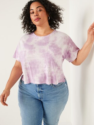 Short-Sleeve Cropped Oversized Tie-Dye T-Shirt for Women | Old Navy (US)