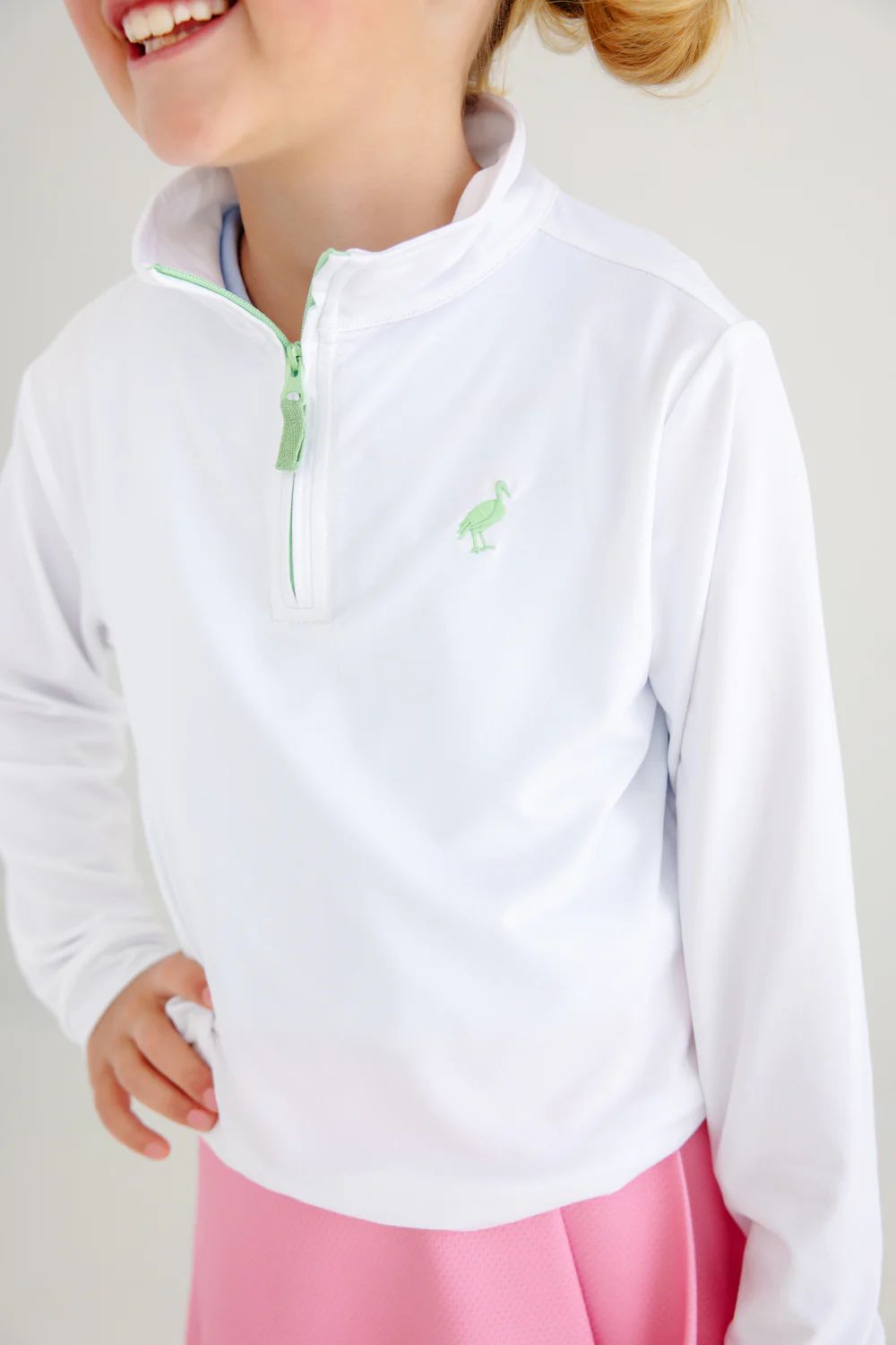 Prepletic™ Hayword Half-Zip (Unisex) - Worth Avenue White with Grace Bay Green | The Beaufort Bonnet Company