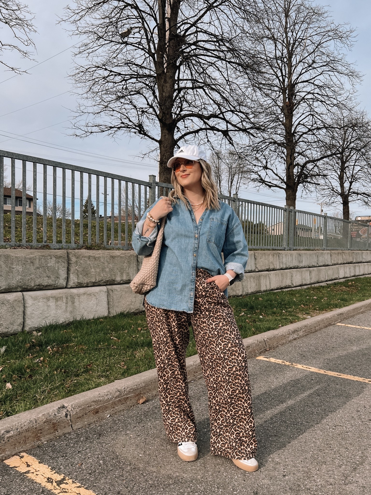 Spring outfit inspo from last year! My fave denim shirt is still in stock! Such a good staple piece that I’ve styled so many different ways. Wearing my usual size L. Linked similar leopard print pants. Adidas sambae sneakers run a little big, I’m a 9.5-10 and wear a 9. Canadian denim shirt link under “similar products"


#LTKstyletip #LTKmidsize