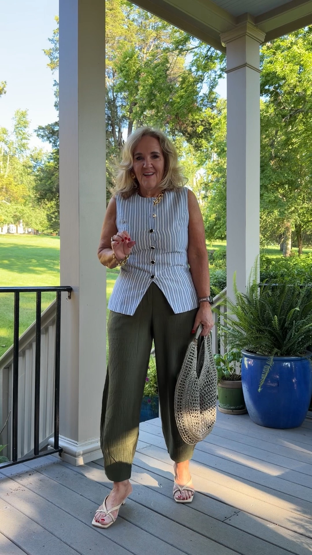 Wearing an 8 in the vest. I’d size up. 
Pants size small 
Office outfit balloon pants lantern pants barrel pants

#LTKOver40 #LTKPetite #LTKWorkwear