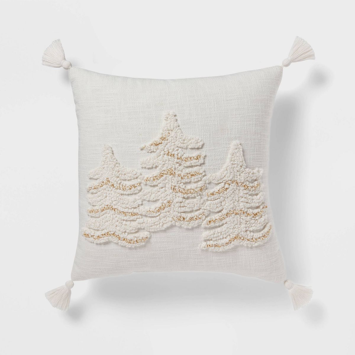 18"x18" Traditional Tufted Tree Square Deco Pillow Ivory/Gold - Threshold™ | Target