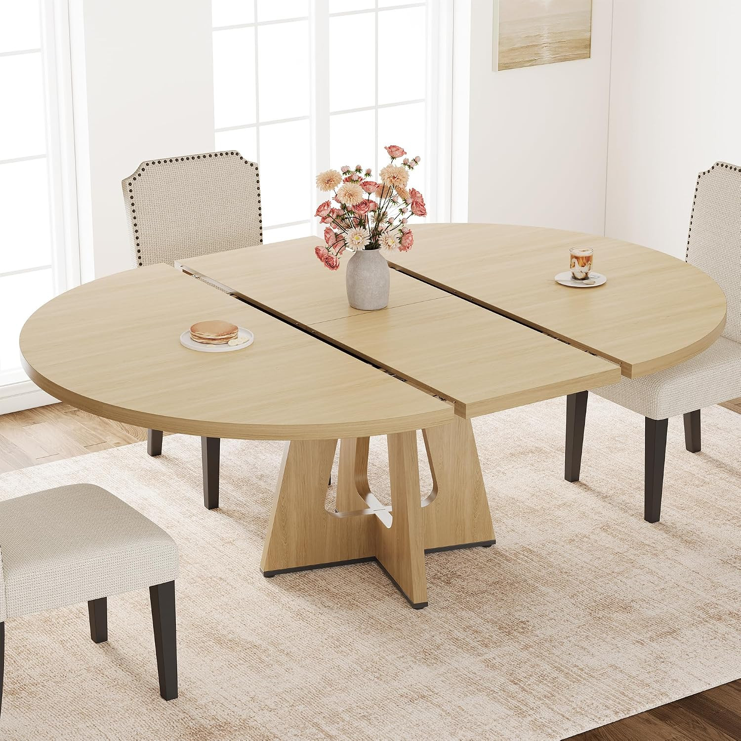 Garvee 47"-63" Extendable Round Dining Table for 4-8 (TableOnly)NaturalWood | Amazon (US)