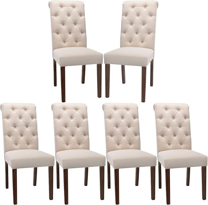 COLAMY Button Tufted Dining Chairs Set of 6, Accent Parsons Diner Chair Upholstered Fabric Dining... | Amazon (US)