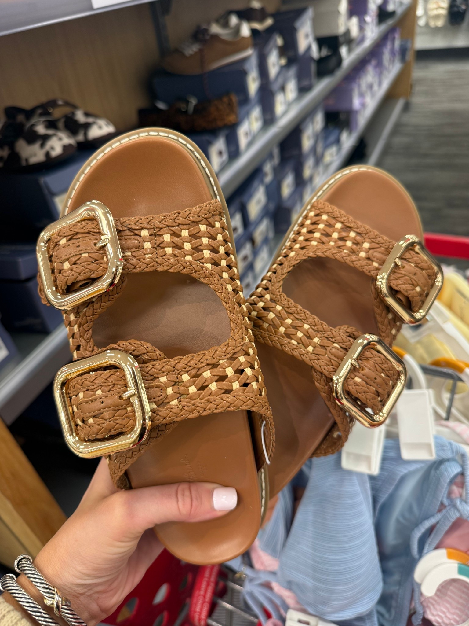 These target sandals are SO cute for spring and summer! I love the gold detail! 
Target, spring shoes, summer shoes, spring sandals, target sandals 