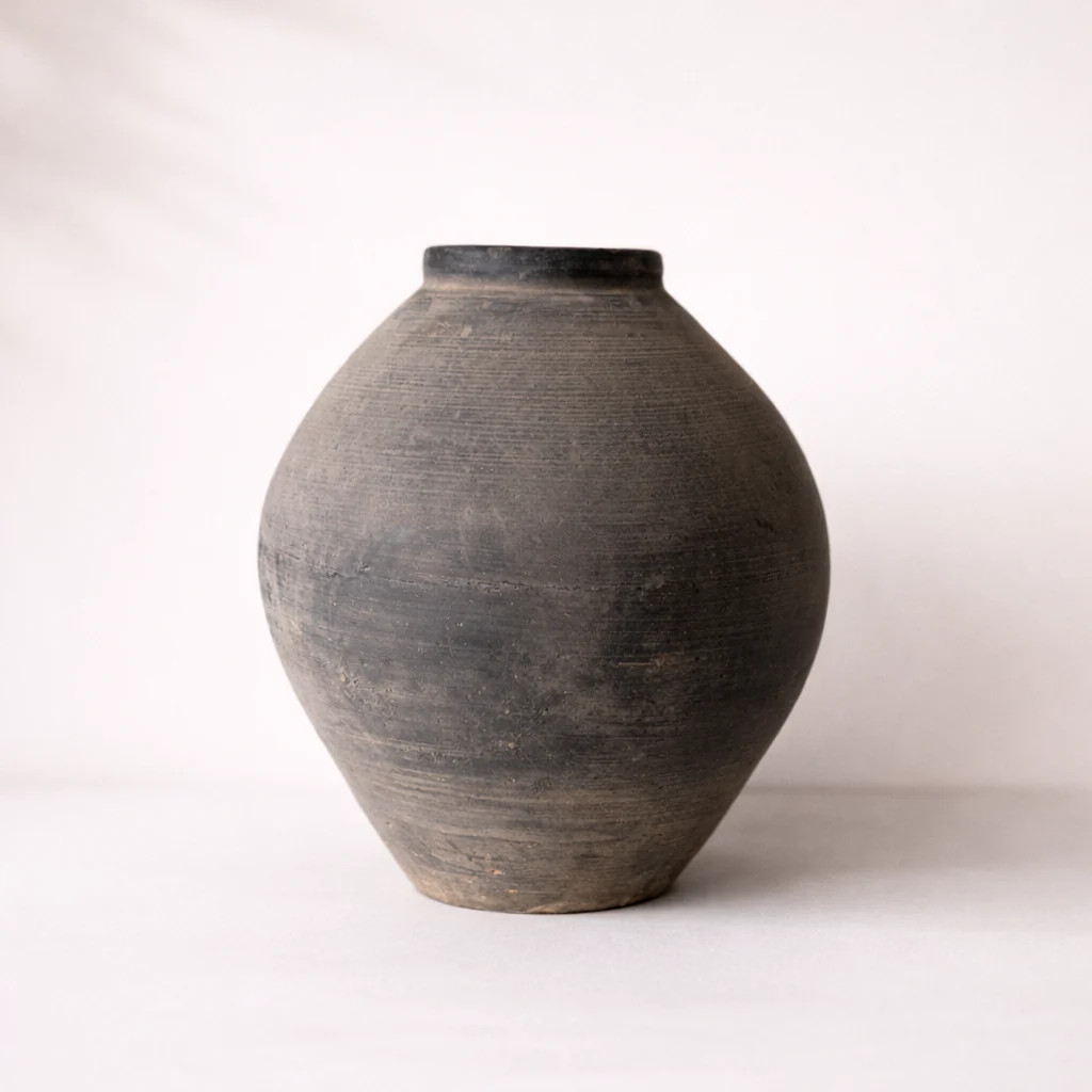 Vintage Round Grey Vase | By Luxe B Co | luxe bCO