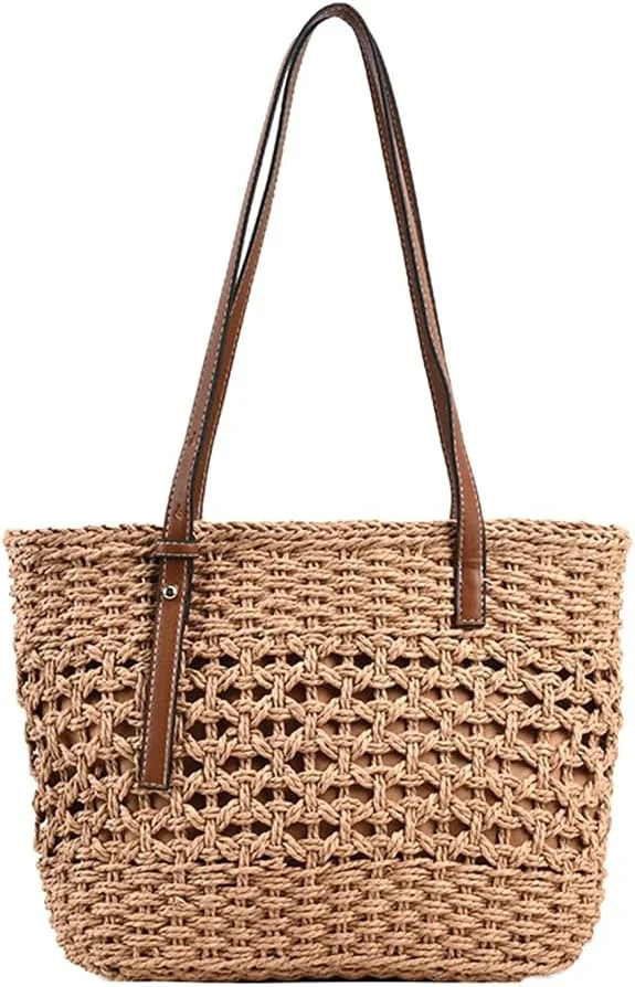 Stylish Boho Straw Tote Bag Hand-woven Purse Beach Handbag Summer Shoulder Bag With Adjustable St... | Walmart (US)