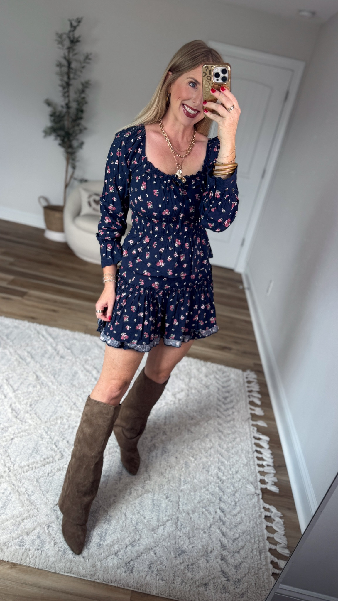 Weekend Walmart Wins try-on
Navy floral smocked top- medium 
Navy floral ruffle skirt- medium, this is a junior brand so it’s runs a little smaller & shorter

#LTKootd #LTKxWalmart