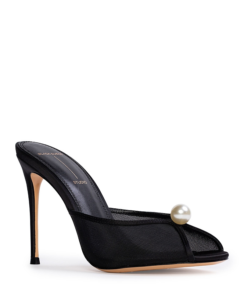 Black Suede Studio Women's Sadie Faux Pearl Embellished Mule Sandals | Bloomingdale's (US)