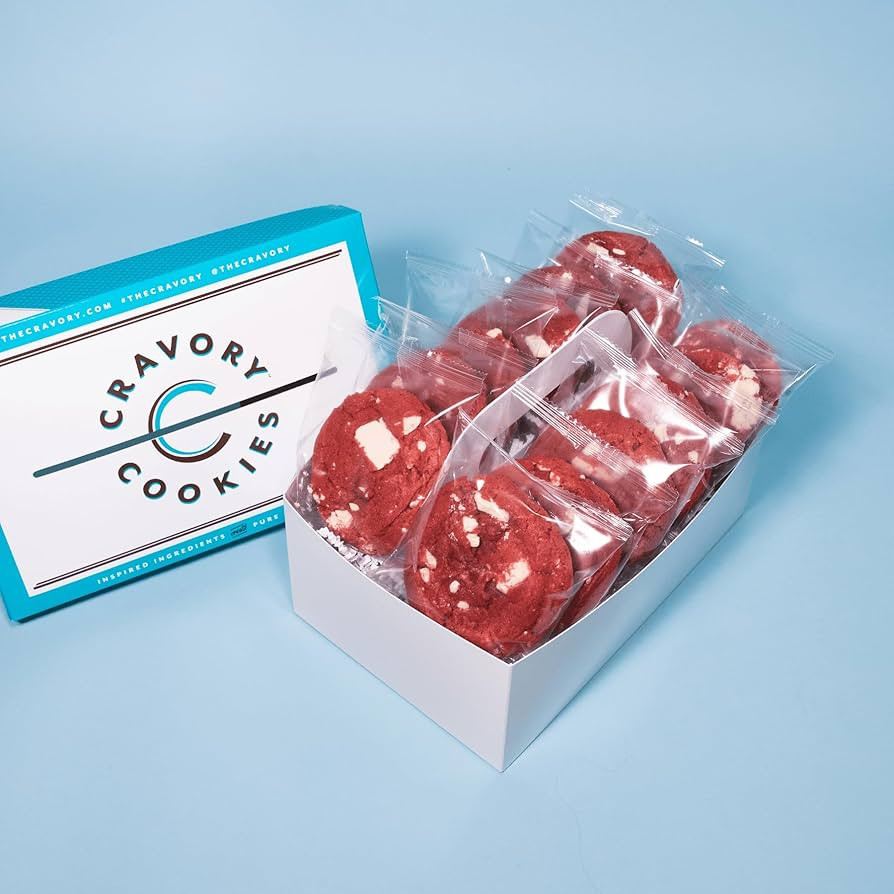 The Cravory: Red Velvet Cookies - 12 cookies, 2.0 oz. each - Individually Wrapped - Gourmet - Bak... | Amazon (US)