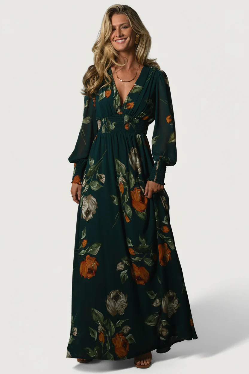 Olivia Maxi Dress — Deep Topaz Floral Chiffon | Baltic Born | Baltic Born