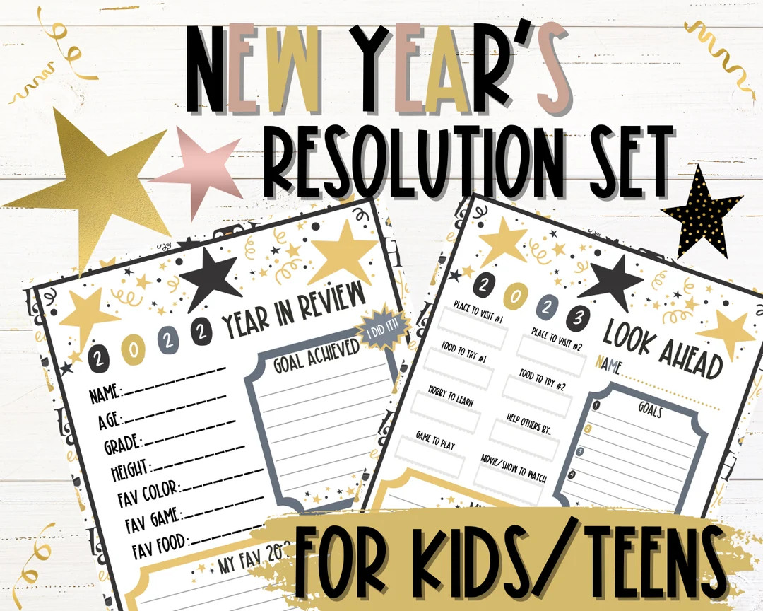 Near Year's Eve Kids Resolutions | Printable New Year Games | New Year's Eve Games | Kids year in... | Etsy (US)