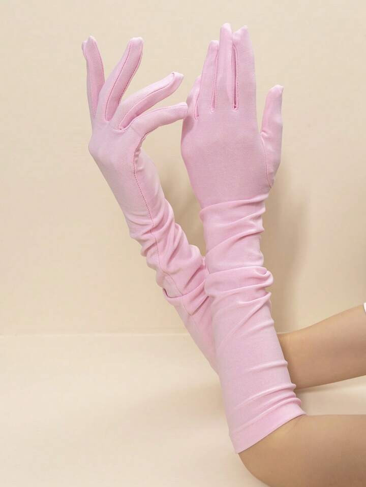 1 Pair Elastic Milk Silk Gloves, Suitable For Party, Celebration, Carnival Costume | SHEIN