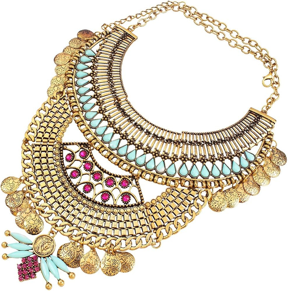 YAZILIND Ethnic Style Bib Statement Choker Collar Necklace for Women Jewelry | Amazon (US)
