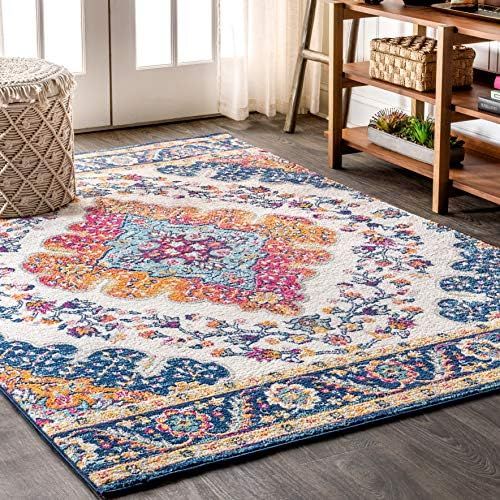 JONATHAN Y Bohemian FLAIR Boho Vintage Medallion Area Rug 3' x 5' Blue/Multi | Amazon (US)